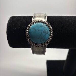 Silver Bracelet with Faux Turquoise Stone